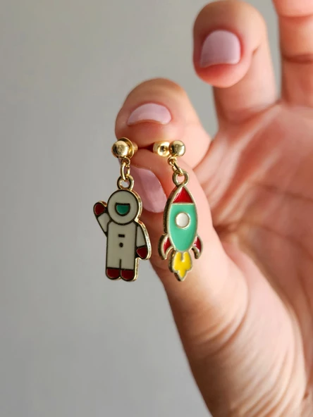 925 Ayar Uzay Yolu Astronot Adam Küpe - Resim 2