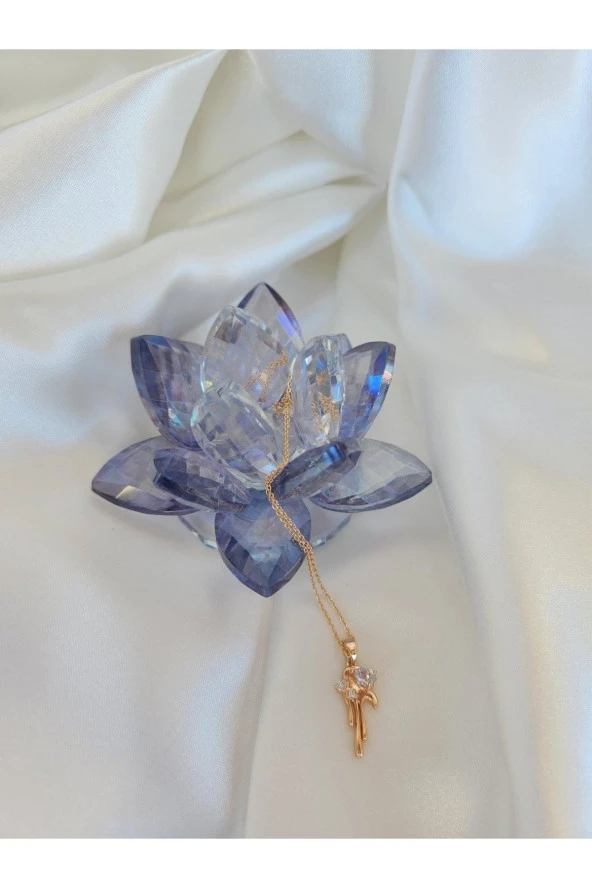 Altın Kaplama Emo Uzay Damla Figürlü Çelik Kolye - Resim 3