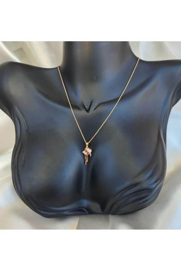 Altın Kaplama Emo Uzay Damla Figürlü Çelik Kolye - Resim 4