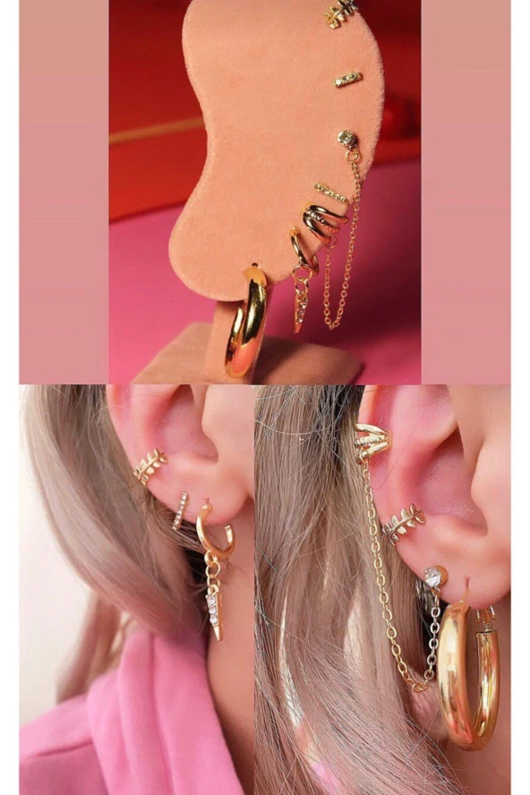 6' Lı Halka Minimal Figürlü Küpe