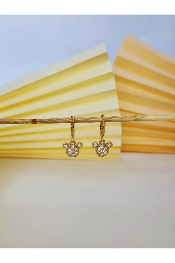 Mickey Mouse Altın Kaplama Çelik Küpe ürün görseli