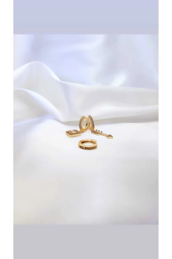 3'lü Ok Baget Figürlü Atın Kaplama Çelik Küpe ürün görseli