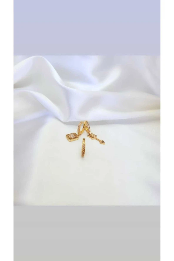 3'lü Ok Baget Figürlü Atın Kaplama Çelik Küpe - Resim 2