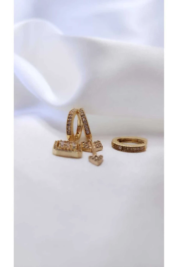 3'lü Ok Baget Figürlü Atın Kaplama Çelik Küpe - Resim 4