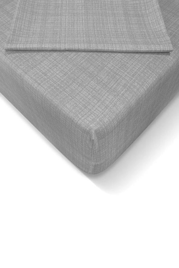 Alla Turca Ranforce 160*200 cm Lastikli Çarşaf Seti Gri-160x200