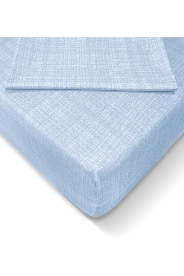 Alla Turca Ranforce 160*200 cm Lastikli Çarşaf Seti Açık Mavi-160x200