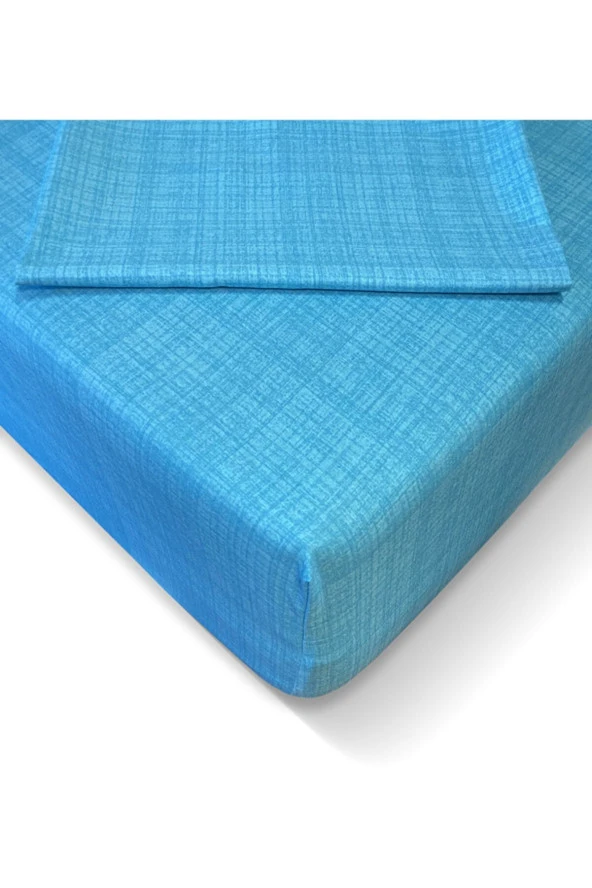 Alla Turca Ranforce 160*200 cm Lastikli Çarşaf Seti Turkuaz-160x200