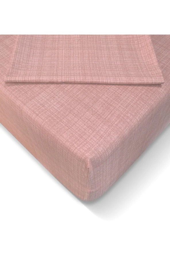 Alla Turca Ranforce 180*200 cm Lastikli Çarşaf Seti Pudra-180x200