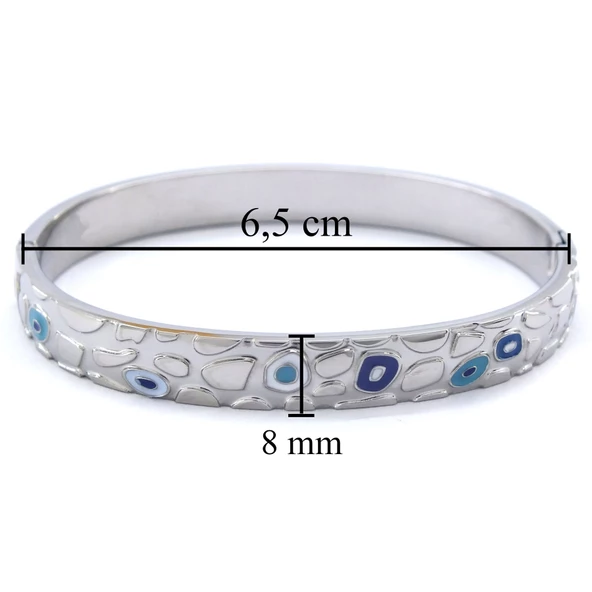 Çelik Kelepçe Bileklik Nazar Boncuklu Model BLZ-518 - Resim 5