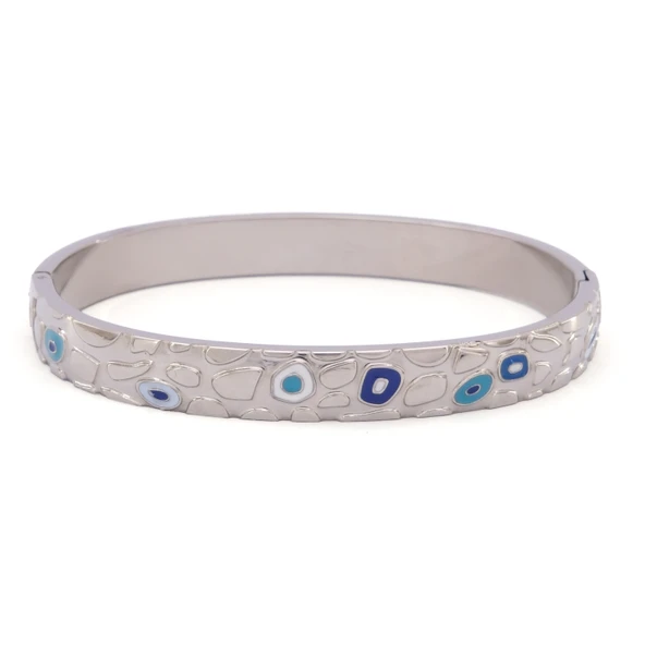 Çelik Kelepçe Bileklik Nazar Boncuklu Model BLZ-518 ürün görseli