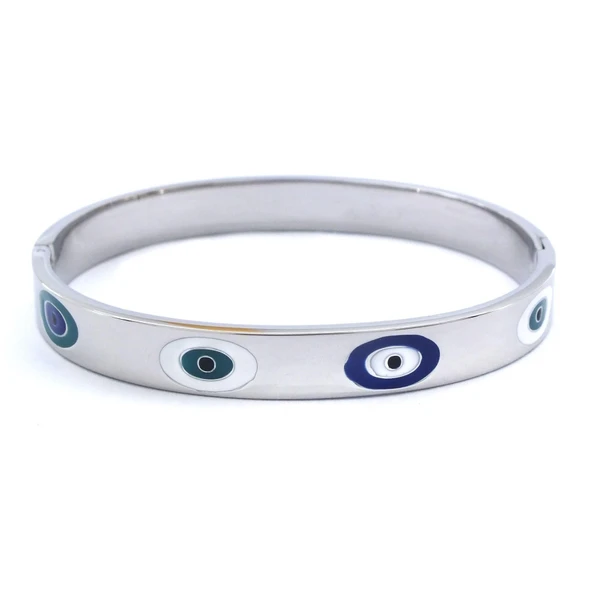 Çelik Kelepçe Bileklik Nazar Boncuklu Model BLZ-521 ürün görseli