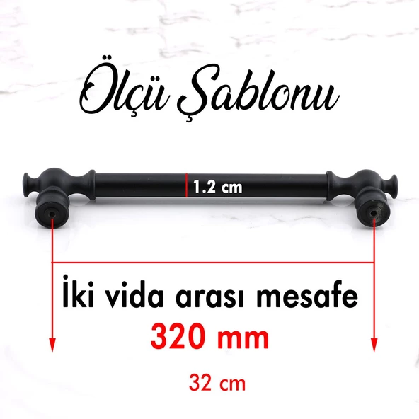 Arya 320 mm Siyah Kulp Mobilya Mutfak Metal Dolabı Çekmece Dolap Kapak Kulpları Kulbu Kulpu 320 mm - 2