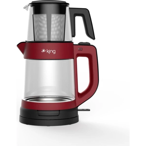 King KCM330 TeaPro 1800 W Kırmızı Cam Çay Makinesi
