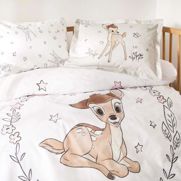 Taç Disney Sweet Bambi Lisanslı Pamuklu 100x150 cm Bebek Nevresim Takımı