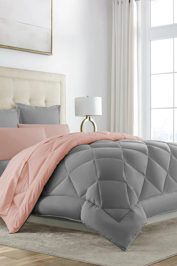 Alla Turca Çift Taraflı Lux Uyku Seti - Tek Kişilik Özel Çantalı PUDRA-GRİ - 2