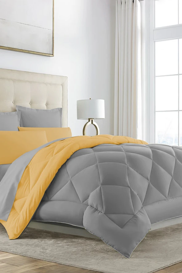 Alla Turca Çift Taraflı Lux Uyku Seti - Tek Kişilik Özel Çantalı SARI-GRİ - 2