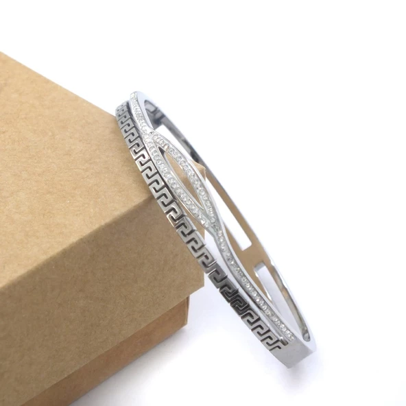 316l Çelik Zirkon Taşlı Şık Spor Kelepçe - 6