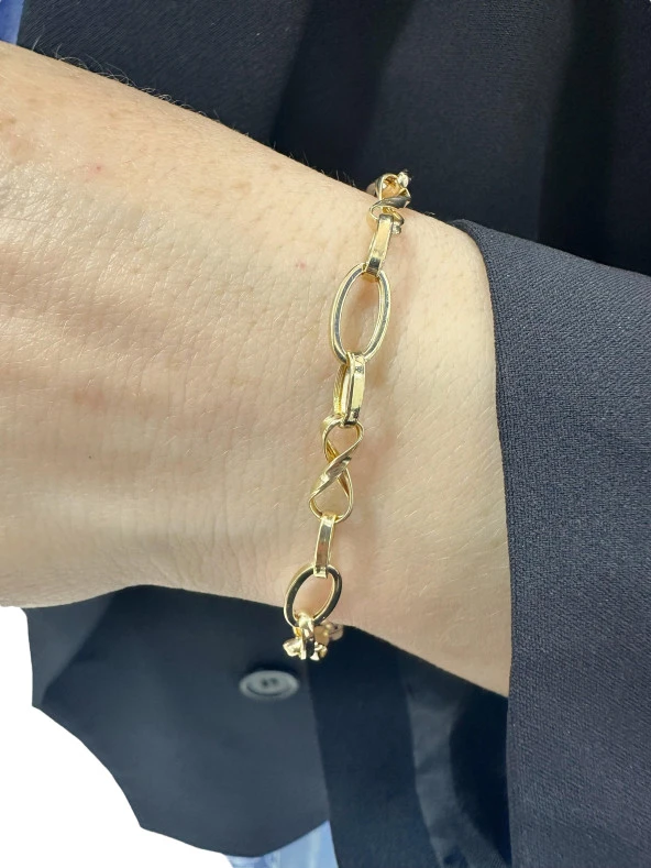 Günlük Hafif Gösterişli İki Renk Hallow Altın Bileklik ürün görseli