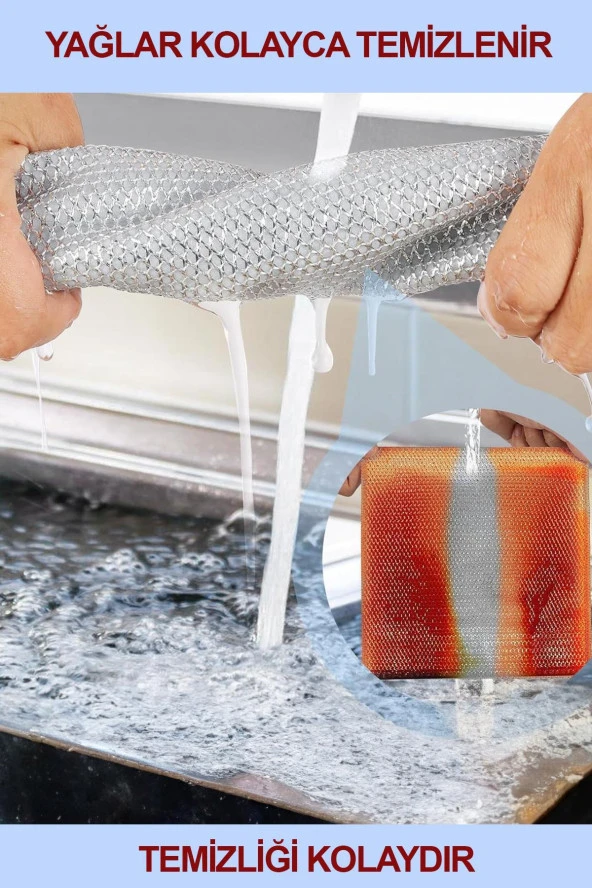 Dish | 10''Lu İnox Çift Katmanlı Çizmez Paslanmaz Yeni Nesil Çok Amaçlı Bulaşık Teli Çelik Ovalama Teli - Resim 4