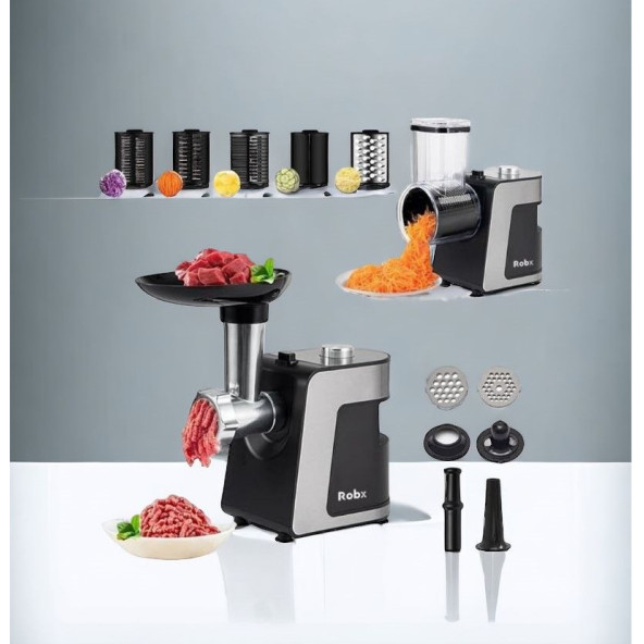Robx R10 Çok Fonksiyonlu Içli Köfte Sosis Yapma & Salata Peynir Doğrama Dilimleme Makinası - 6