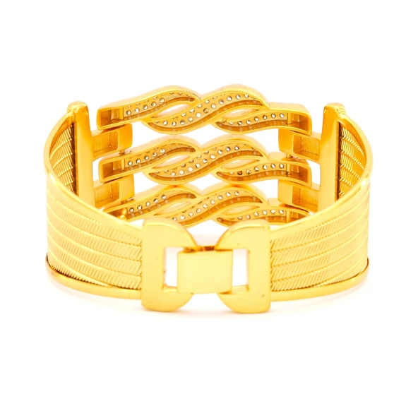 Kaburga Bilezik 22 Ayar Altın Kaplama Kelepçe KB-113 - Resim 3