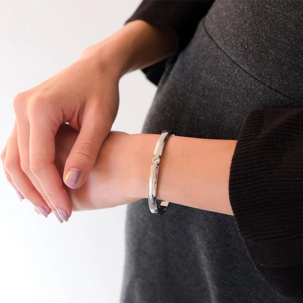 Çelik Kelepçe Bileklik Tektaş Model BLZ-459 - Resim 4