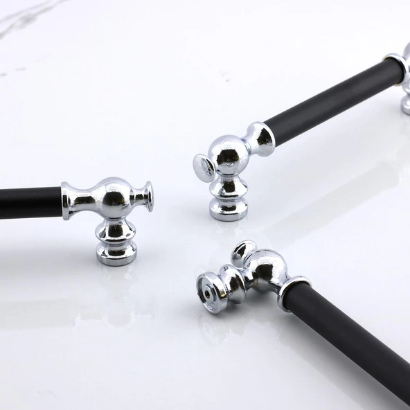 Arya 128 mm Krom Siyah Metal Mobilya Çekmece Mutfak Dolap Dolabı Kapak Kulbu Kulpları Kulpu 128 mm - 6