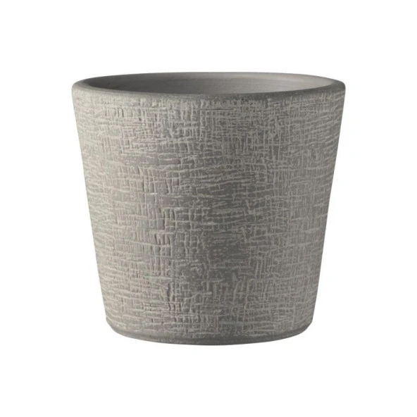 Piran Desenli Seramik Saksı Gri 14 CM
