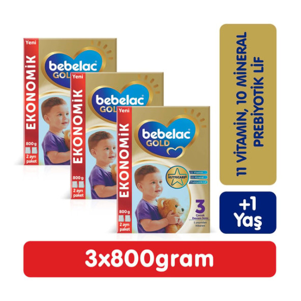 Bebelac Gold 3 Devam Sütü 800 gr 3 Adet