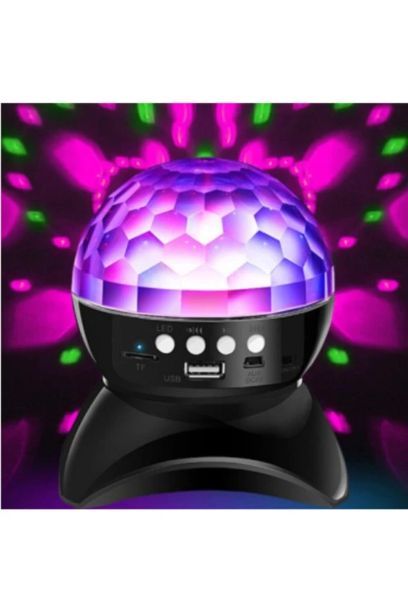 Yeni Nesil Dönen Disko Topu Kristal Led  Işıklı Şarjlı Bluetooth Hoparlör Radyo Aux/mp3 / SD Kart