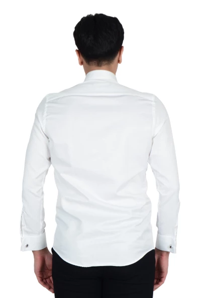 Cengiz İnler Gizli Düğme Ata Yaka Slimfit Damatlık - 9