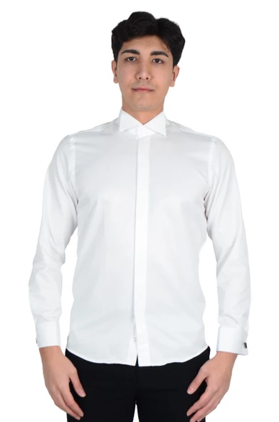 Cengiz İnler Gizli Düğme Ata Yaka Slimfit Damatlık - 5