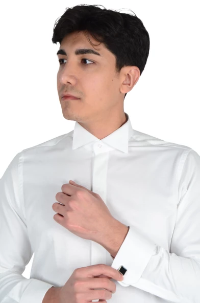 Cengiz İnler Gizli Düğme Ata Yaka Slimfit Damatlık - 12