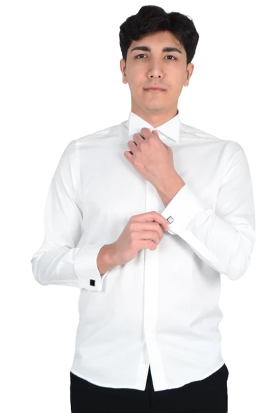 Cengiz İnler Gizli Düğme Ata Yaka Slimfit Damatlık - 6