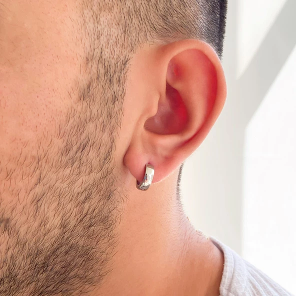 Çelik Halka Küpe Klasik Halka Model UNK-696 - Resim 2