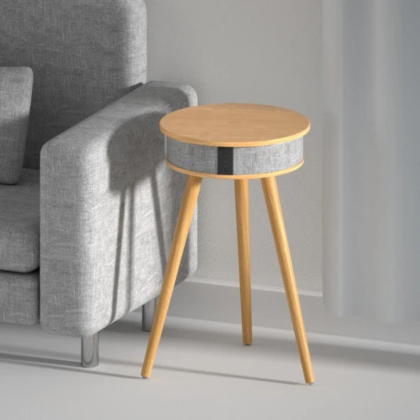 Doppler Barista Ayaklı Sehpa Bluetooth Hoparlör Açık Kahve Ahşap Kablosuz Tel Şarj Özellikli Magsafe - 2