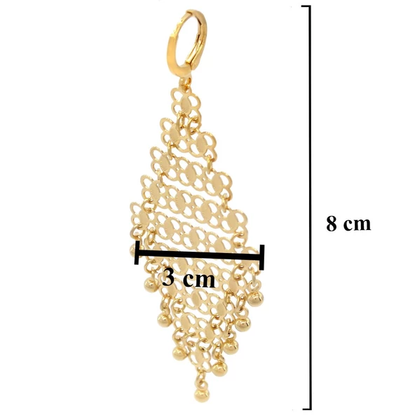 Altın Kaplama Küpe Sallantılı Hint Model UNK-503 - Resim 4