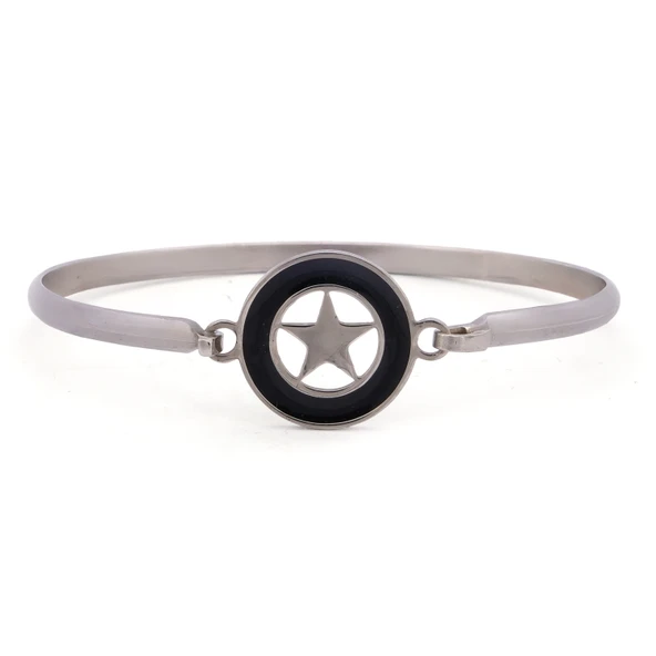 Çelik Kelepçe Bileklik Yıldız Detaylı BLZ-490 ürün görseli