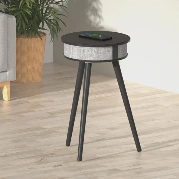 Doppler Barista Ayaklı Sehpa Bluetooth Hoparlör Siyah Ahşap Kablosuz Tel Şarj Özellikli Magsafe - 2