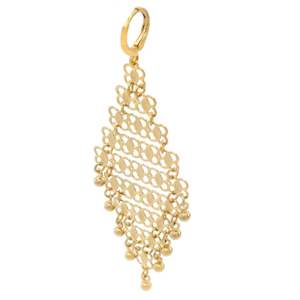 Altın Kaplama Küpe Sallantılı Hint Model UNK-503 - Resim 3