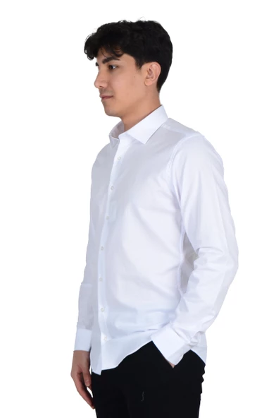 Cengiz İnler Kendinden Desenli Slimfit Erkek Gömlek - 8