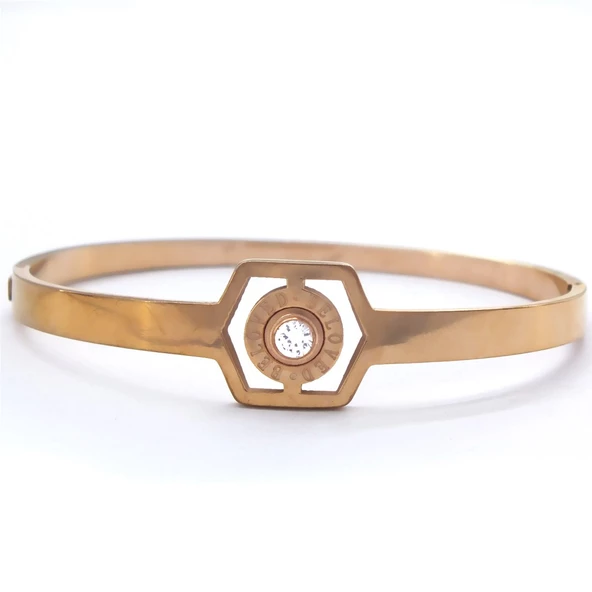 316l Çelik Rose Zirkon Tek Taşlı Spor Kelepçe