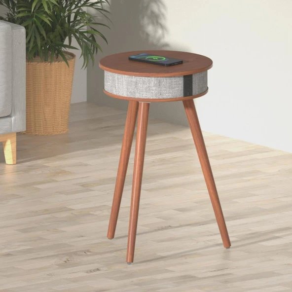 Doppler Barista Ayaklı Sehpa Bluetooth Hoparlör Koyu Kahve Ahşap Kablosuz Tel Şarj Özellikli Magsafe - 2