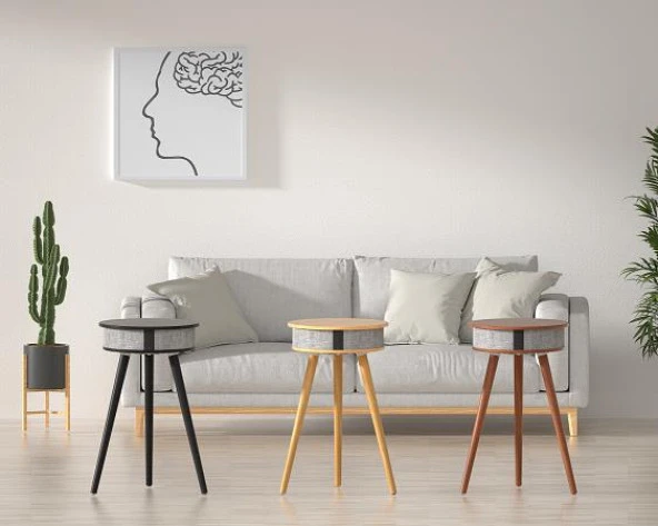 Doppler Barista Ayaklı Sehpa Bluetooth Hoparlör Koyu Kahve Ahşap Kablosuz Tel Şarj Özellikli Magsafe - 5