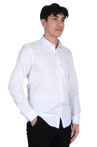 Cengiz İnler Kendinden Desenli Slimfit Erkek Gömlek