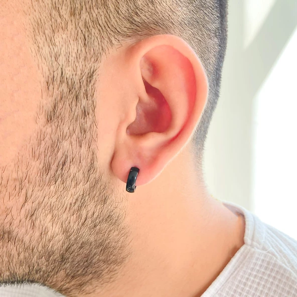Çelik Halka Küpe Siyah 3mm Halka Küpe UNK-711 - 2