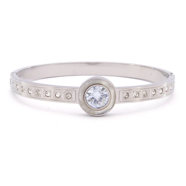 Çelik Kelepçe Bileklik Zirkon Taşlı BLZ-415 ürün görseli