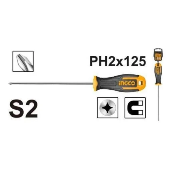 INGCO Hs68ph2125 Mıknatıslı Yıldız Tornavida Ph2*125