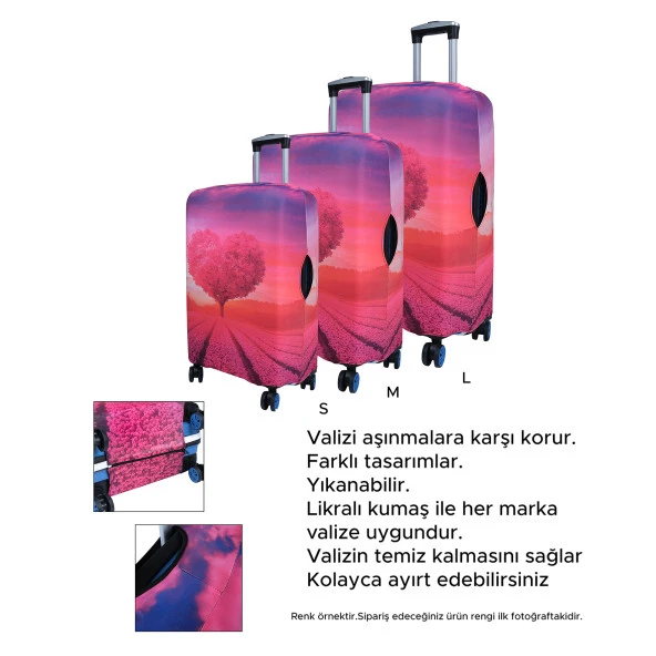 Bagacar Deniz Kabuğu Büyük Orta Kabin Boy için 3 lü Valiz Kılıfı - Resim 5