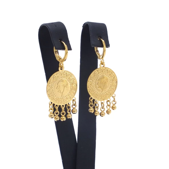 Altın Kaplama Küpe İmitasyon Çeyrek Altınlı UNK-401 - Resim 4